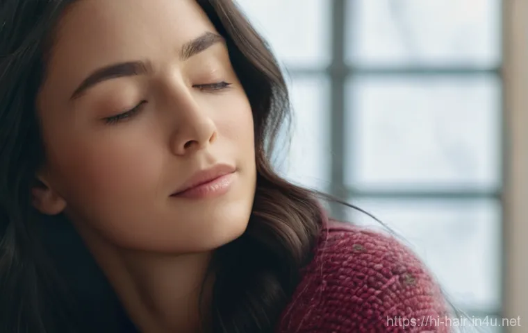 겨울철 정전기 방지 헤어케어 - Image Prompt 1: Winter Hair Oil Massage**