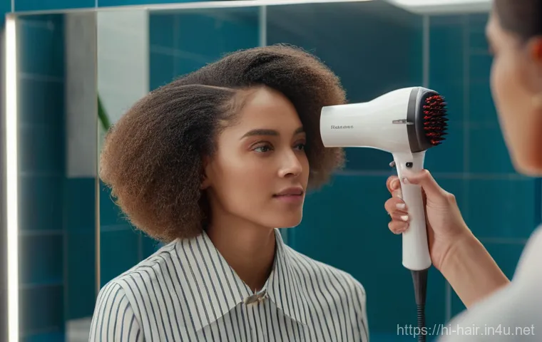 헤어볼륨 살리는 롤 브러쉬 추천 - **"A close-up, vibrant portrait of a young woman (20s-30s) with shoulder-length, bouncy, and volumin...